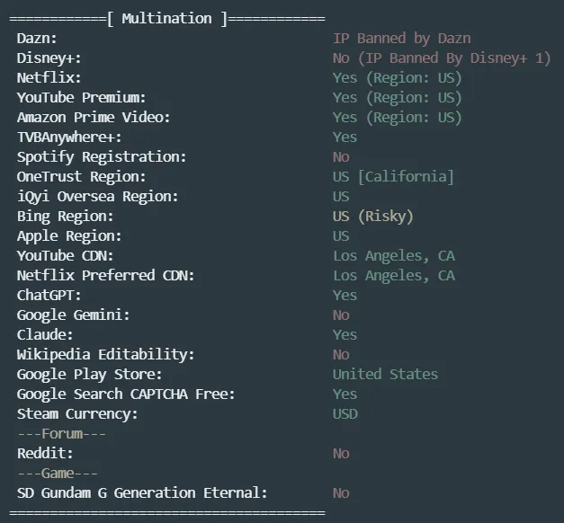 Vultr洛杉矶测评：流媒体解锁测试