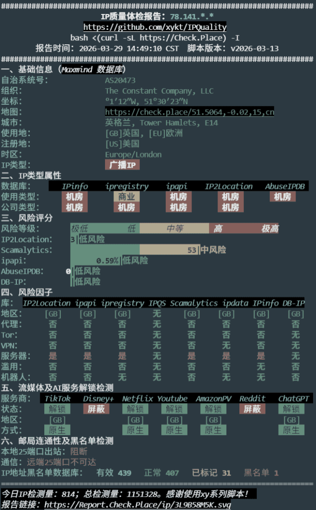 Vultr 英国伦敦机房 IP 检测 Vultr 英国伦敦机房 IP 检测