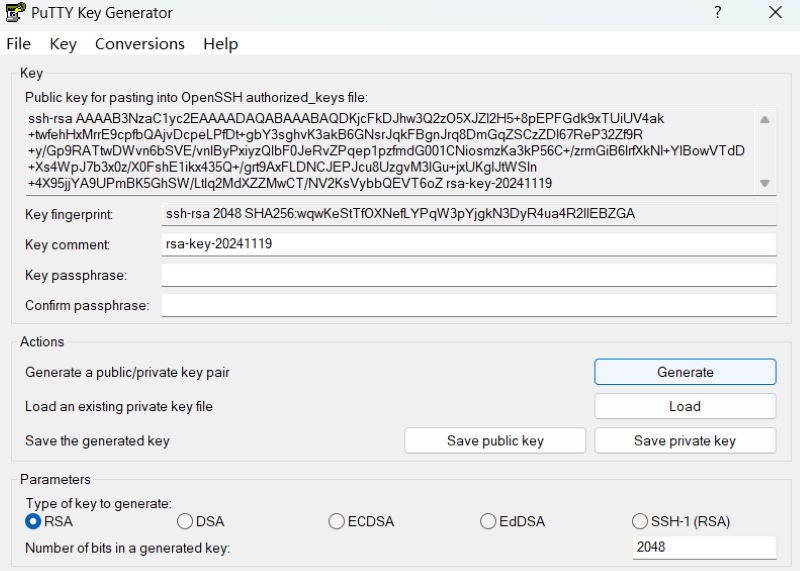 PuTTY生成SSH密钥对