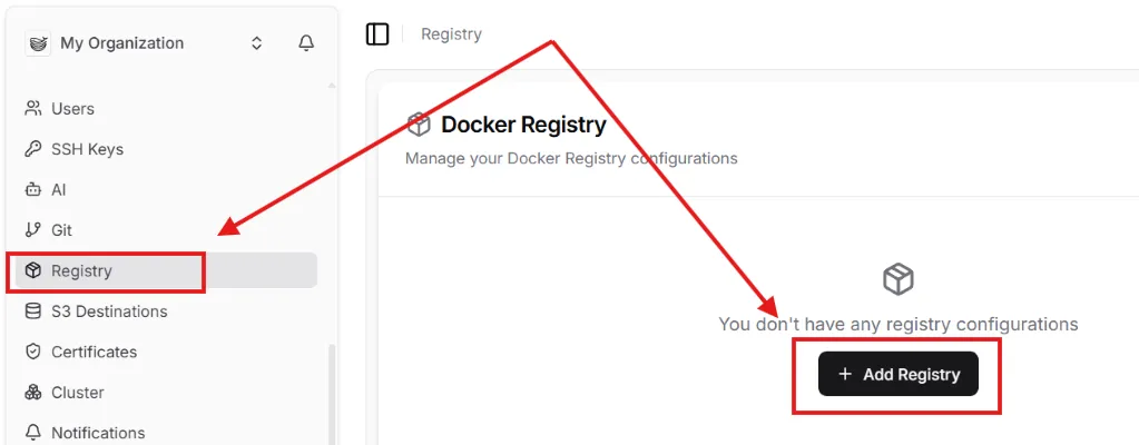 Dokploy 添加 Registry Dokploy 添加 Registry