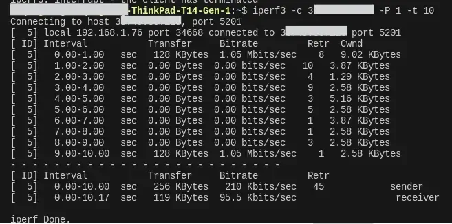 iperf3 测试结果 iperf3 测试结果
