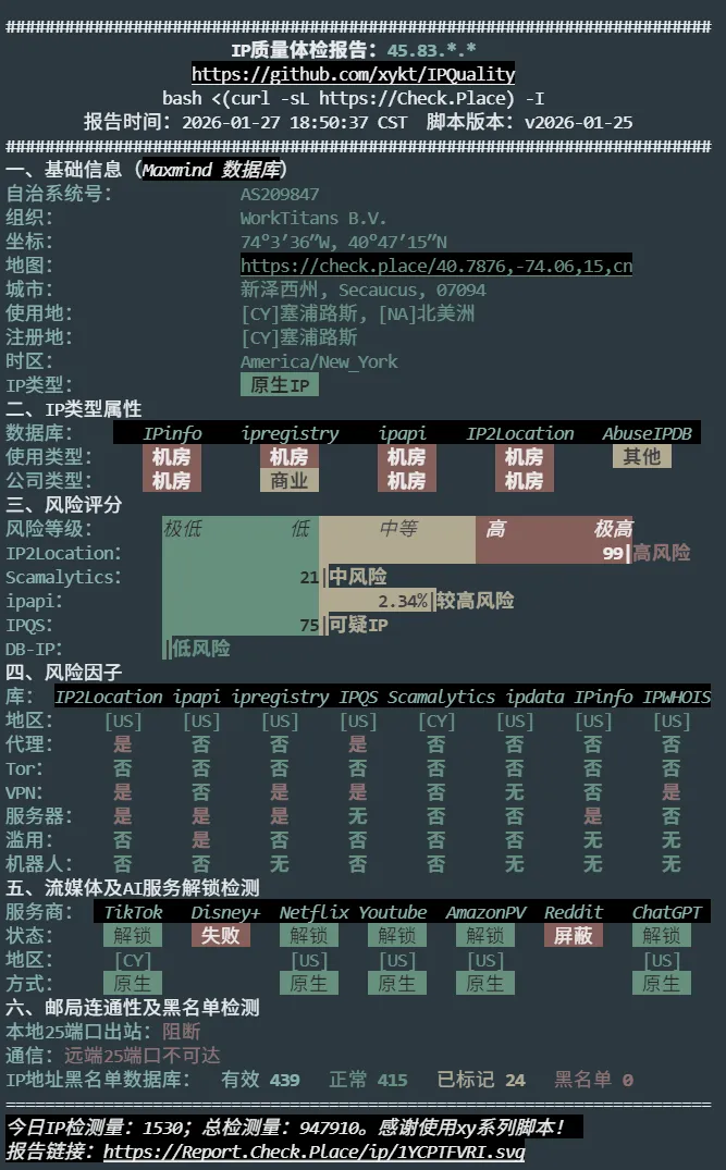 The Hosting 的 IP 质量检测