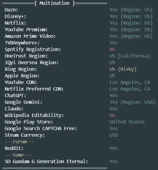 后浪云美国云服务器流媒体解锁测试