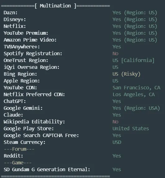JustVPS 洛杉矶机房流媒体解锁检测 JustVPS 洛杉矶机房流媒体解锁检测