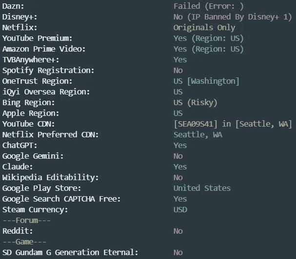 西雅图 Vultr VPS 解锁能力测试